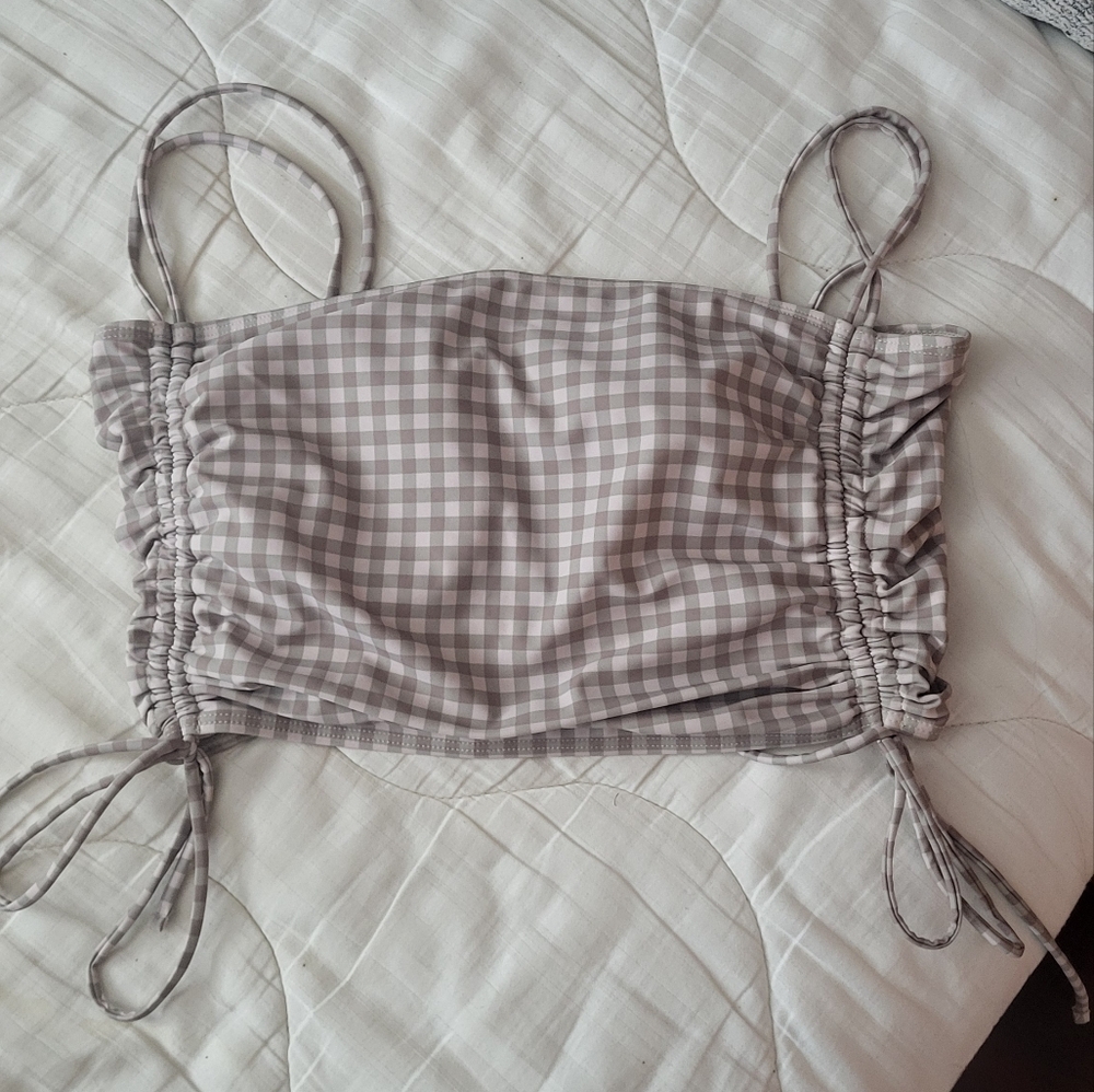 Geode August Top Gingham Checkered Women's Swim Top M